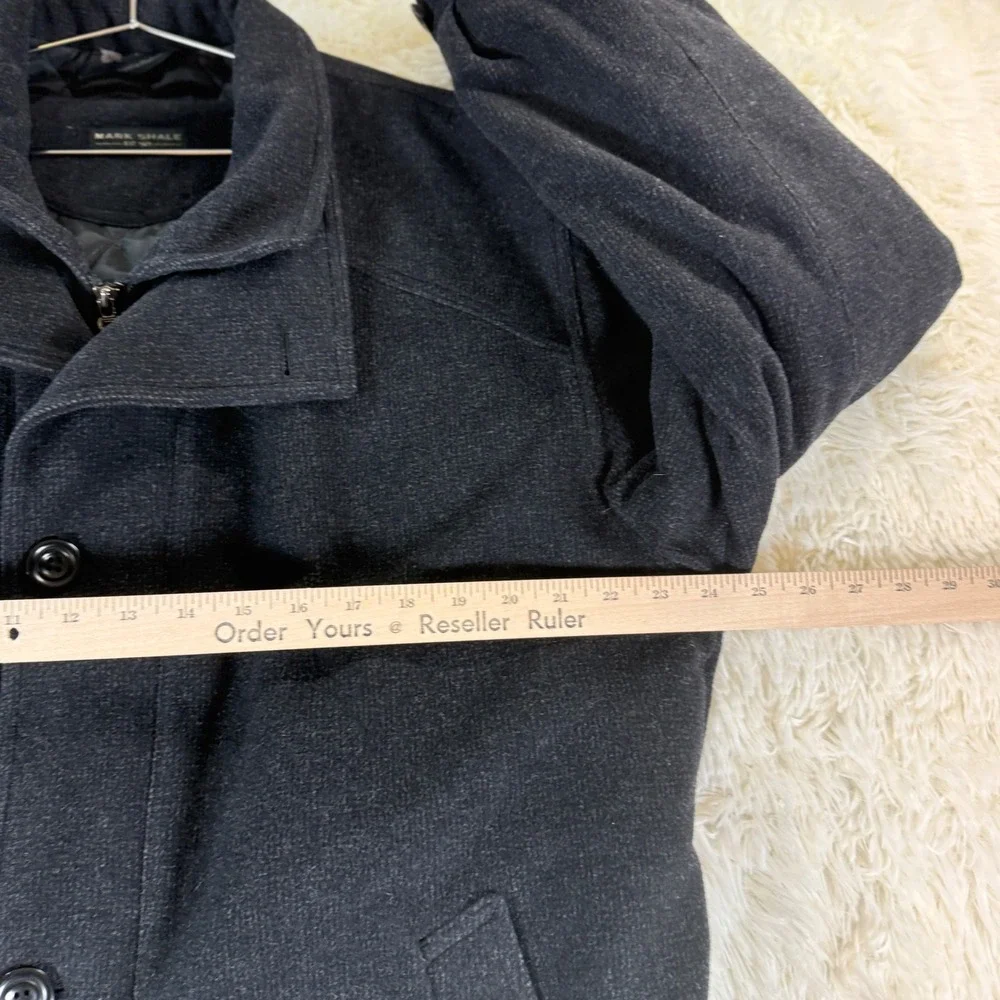 Mark Shale Wool Blend Carter Jacket Mens 42R Charcoal Zip Coat Winter Minimalist